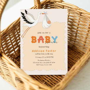 Oh Baby Modern Stork Special Delivery Babyparty-Ei Einladung