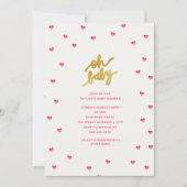 Oh Baby | Modern Tiny Hearts Girl Babydusche Einladung (Vorderseite)