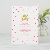 Oh Baby | Modern Tiny Hearts Girl Babydusche Einladung (Stehend Vorderseite)