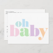 Oh Baby Modern Typografie Virtual Baby Girl Dusche Einladungspostkarte (Vorne/Hinten)