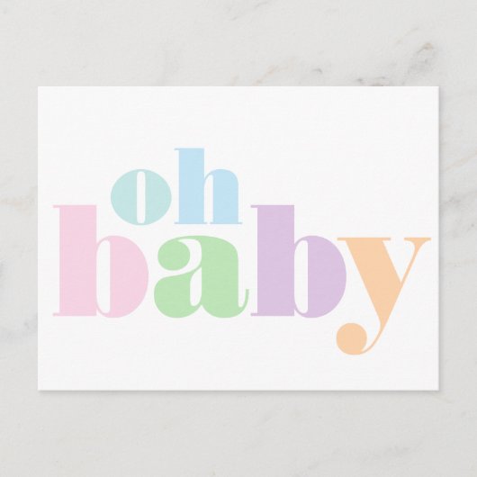 Oh Baby Modern Typografie Virtual Baby Girl Dusche Einladungspostkarte (Vorderseite)