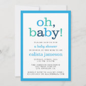Oh, Baby! Moderne Blue Boy Baby Shower Einladungen (Vorderseite)