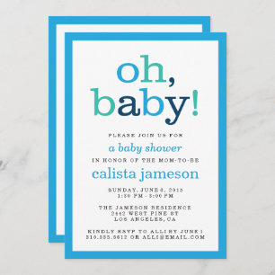 Oh, Baby! Moderne Blue Boy Baby Shower Einladungen