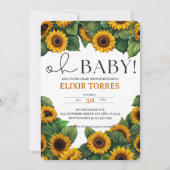 "Oh Baby" Moderne elegante Sonnenblumendusche Einladung (Vorderseite)