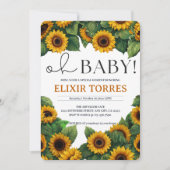 "Oh Baby" Moderne elegante Sonnenblumendusche Einladung (Vorderseite)