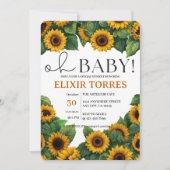 Oh Baby" Moderne elegante Sonnenblumendusche Einladung (Vorderseite)
