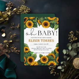 "Oh Baby" Moderne elegante Sonnenblumendusche Einladung