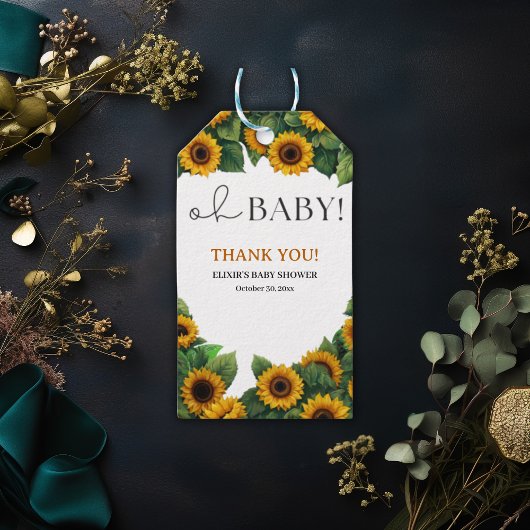"Oh Baby" Moderne elegante Sonnenblumendusche Geschenkanhänger