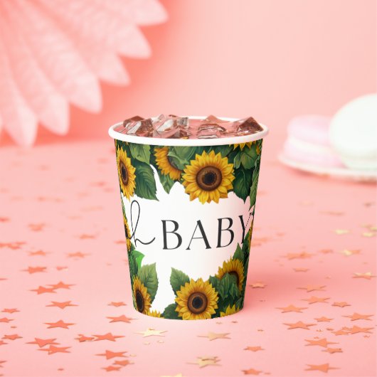 "Oh Baby" Moderne elegante Sonnenblumendusche Pappbecher (Insitu)