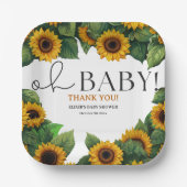 "Oh Baby" Moderne elegante Sonnenblumendusche Pappteller (Vorderseite)