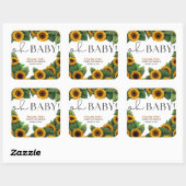 "Oh Baby" Moderne elegante Sonnenblumendusche Quadratischer Aufkleber (Blatt)