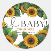 "Oh Baby" Moderne elegante Sonnenblumendusche Runder Aufkleber (Vorderseite)