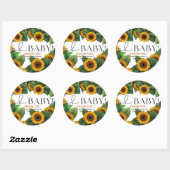 "Oh Baby" Moderne elegante Sonnenblumendusche Runder Aufkleber (Blatt)