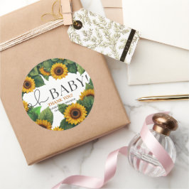 "Oh Baby" Moderne elegante Sonnenblumendusche Runder Aufkleber