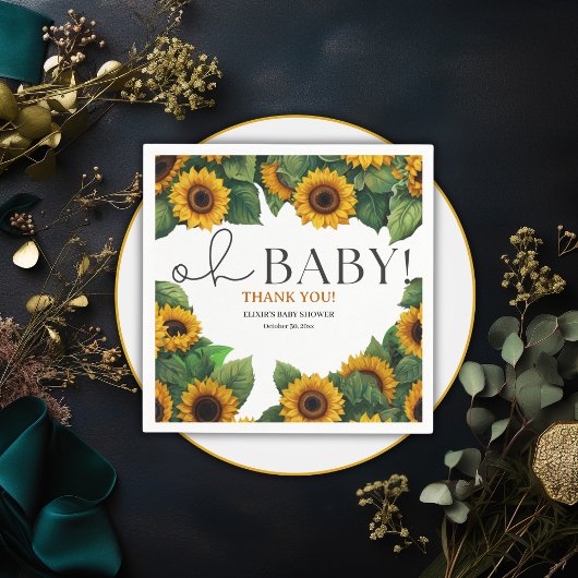 "Oh Baby" Moderne elegante Sonnenblumendusche Serviette