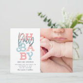 Oh Baby, moderne Geburtsankündigung des Fotos (Stehend Vorderseite)