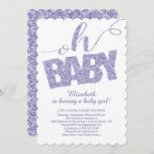 Oh, Baby! Moderne Glitzer Kinderdusche Einladung (Vorne/Hinten)