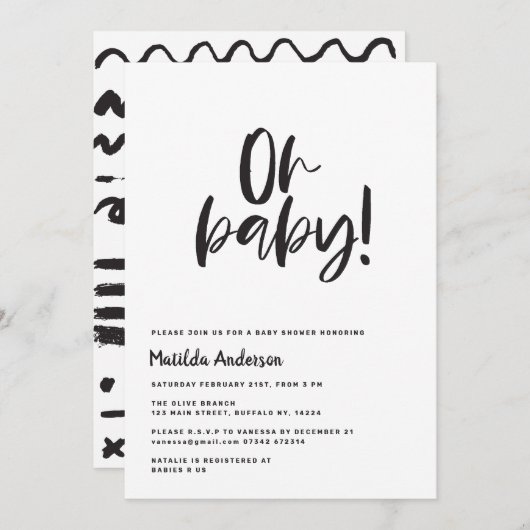 Oh, Baby! Moderne Grafik schwarz-weiß (Vorne/Hinten)