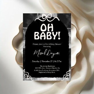 Oh Baby! Moderne schwarze Babyparty Einladung