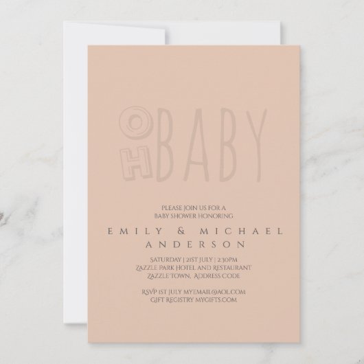 Oh Baby Moderne Typografie Script Couples Dusche Einladung (Vorderseite)