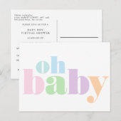 Oh Baby Moderne Typografie Virtual Baby Boy Dusche Einladungspostkarte (Vorne/Hinten)