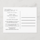 Oh Baby Moderne Typografie Virtual Baby Boy Dusche Einladungspostkarte (Rückseite)