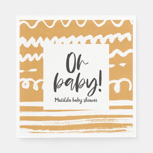 Oh Baby! Modernes, grafisches Babydusche-Party Serviette (Vorderseite)