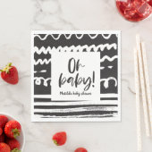 Oh Baby! Modernes, grafisches Babydusche-Party Serviette (Beispiel)