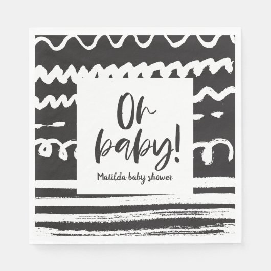 Oh Baby! Modernes, grafisches Babydusche-Party Serviette (Vorderseite)