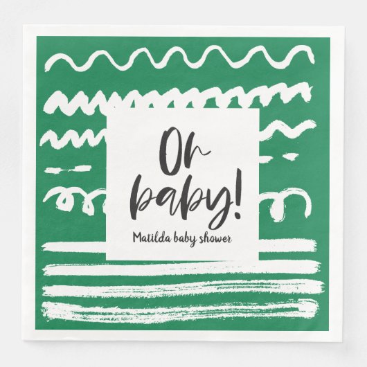 Oh Baby! Modernes, grafisches Babydusche-Party Serviette (Vorderseite)