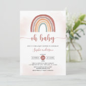 Oh Baby Mute Tones Boho Rainbow Baby Dusche Einladung (Stehend Vorderseite)