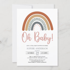 Oh Baby Mute Tones Boho Rainbow Baby Dusche Einladung