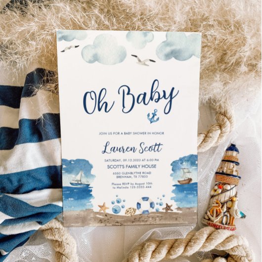 Oh Baby Nautical Baby Shower Einladung