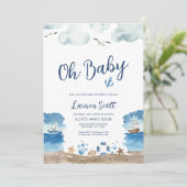 Oh Baby Nautical Baby Shower Einladung (Stehend Vorderseite)