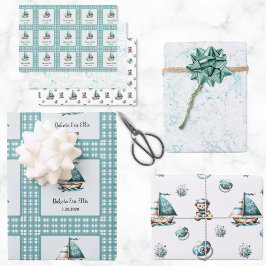 "Oh, Baby" Nautical Wrapping Paper 3 Stile Geschenkpapier Set