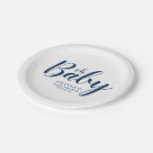 Oh Baby - Navy Blue Baby Dusche Pappteller (Schrägansicht)