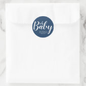 Oh Baby - Navy Blue Baby Dusche Runder Aufkleber (Tasche)