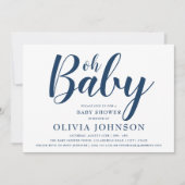 Oh Baby - Navy Blue Polka Dot Baby Shower Einladung (Vorderseite)