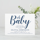 Oh Baby - Navy Blue Polka Dot Baby Shower Einladung (Stehend Vorderseite)