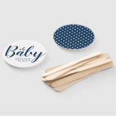 Oh Baby - Navy Blue Polka Dot Baby Shower Fächer (Non-assembled)
