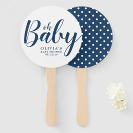 Oh Baby - Navy Blue Polka Dot Baby Shower Fächer
