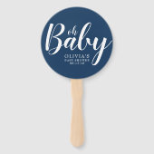 Oh Baby - Navy Blue Polka Dot Baby Shower Fächer (Vorderseite)
