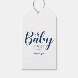 Oh Baby - Navy Blue Polka Dot Baby Shower Geschenkanhänger
