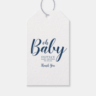 Oh Baby - Navy Blue Polka Dot Baby Shower Geschenkanhänger