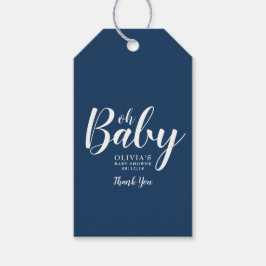 Oh Baby - Navy Blue Polka Dot Baby Shower Geschenkanhänger