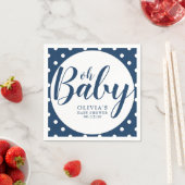 Oh Baby - Navy Blue Polka Dot Baby Shower Serviette (Beispiel)