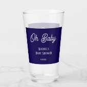 Oh Baby Navy Blue Script Baby Duschgeschenk Gefall Glas (Rückseite)