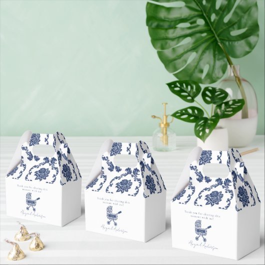 Oh Baby Navy Damask Pram Babydusche Geschenkschachtel (Zahlreiche)