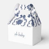 Oh Baby Navy Damask Pram Babydusche Geschenkschachtel (Rückseite)