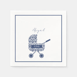 Oh Baby Navy Damask Pram Babydusche Serviette